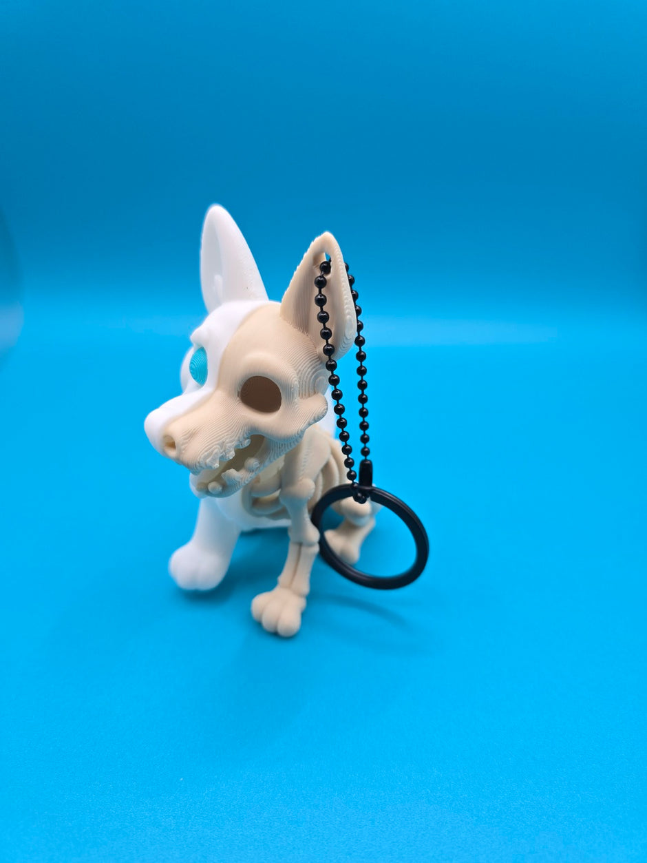 Portachiavi Cane Scheletrico 3D – Design metà osso metà cartoon