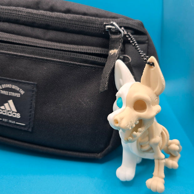 Portachiavi Cane Scheletrico 3D – Design metà osso metà cartoon