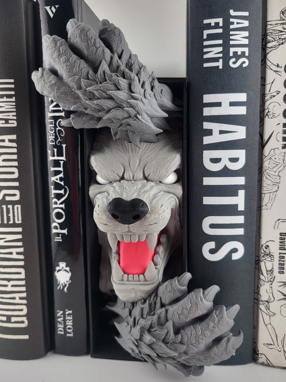 fermalibri Decorativo Lupo – Design 3D d’Impatto