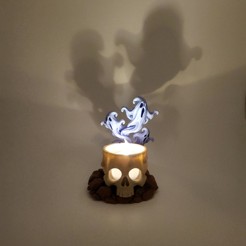Porta Lumino Teschio con Proiezione di Fantasmi – Decorazione Halloween 3D