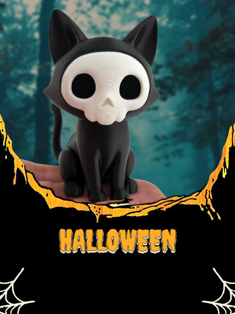 Gatto Halloween con Maschera Teschio – Decorazione Spooky
