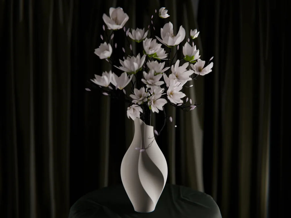 Vaso Decorativo di Design Stampato in 3D – Forma Scultorea e Curve Fluide