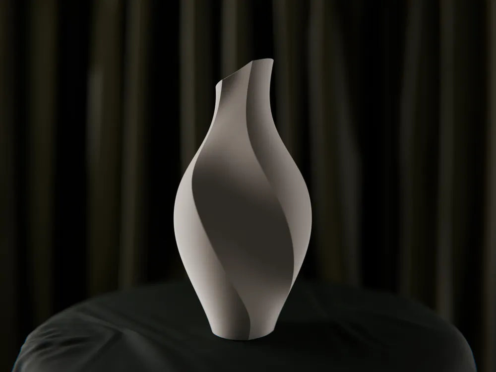 Vaso Decorativo di Design Stampato in 3D – Forma Scultorea e Curve Fluide