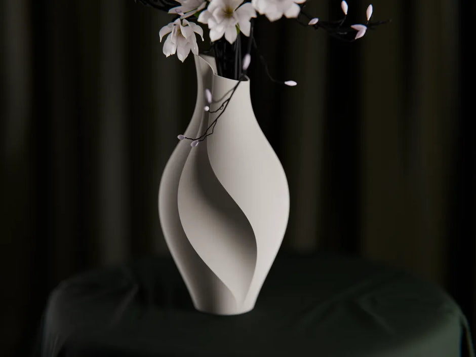 Vaso Decorativo di Design Stampato in 3D – Forma Scultorea e Curve Fluide