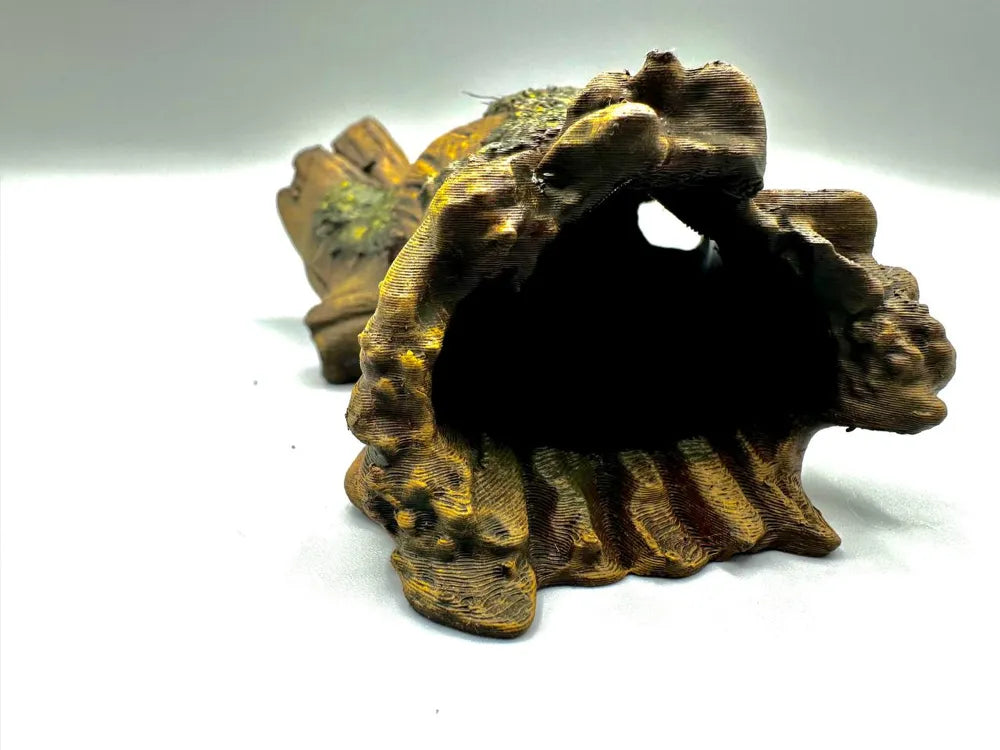 Tronco Cavo Decorativo per Terrario e Acquario – Rifugio per Animali, Effetto Corteccia Naturale, Stampato in 3D