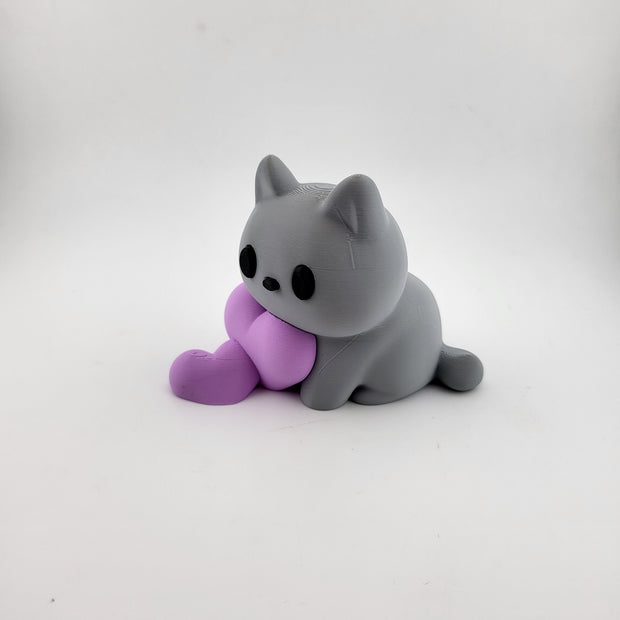 Mini gattino decorativo con cuoricino – Colore grigio/lilla