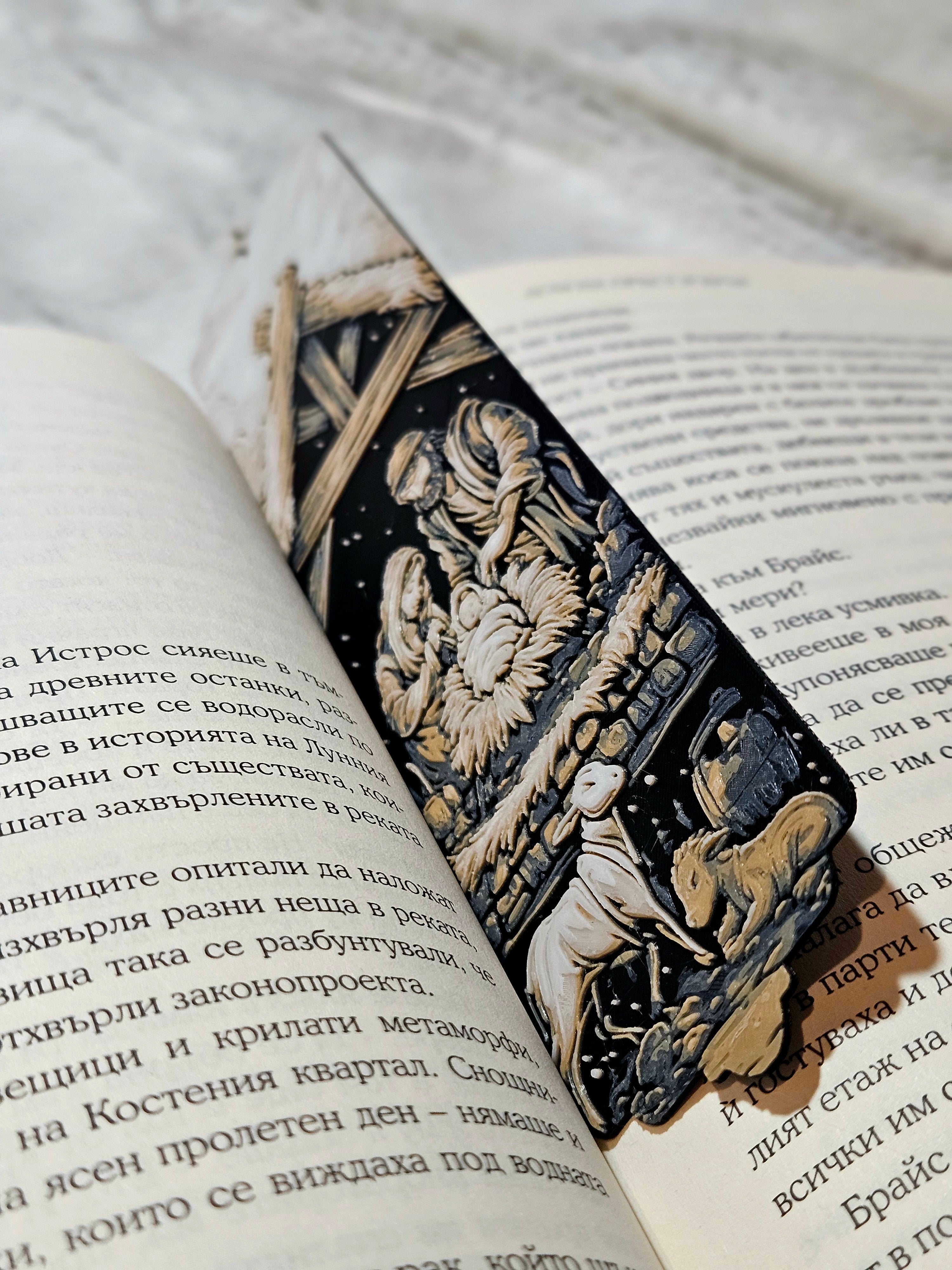 Segnalibro con natalizio, sacra famiglia