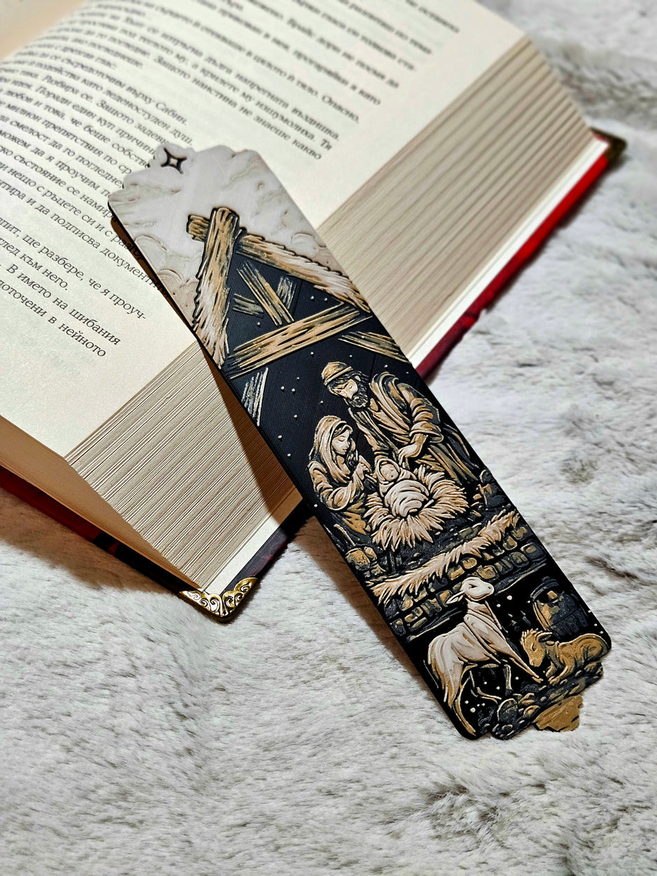 Segnalibro con natalizio, sacra famiglia