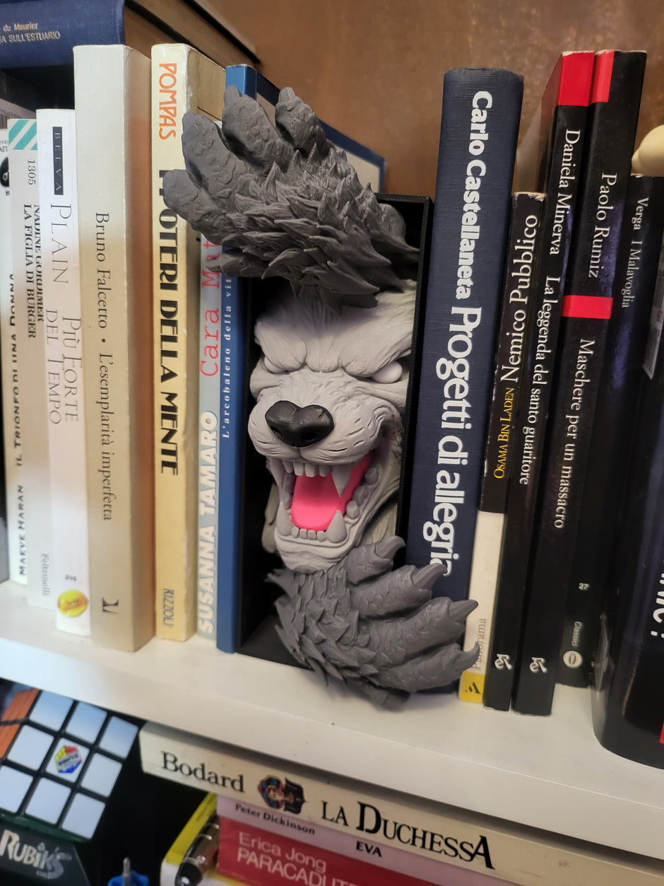 fermalibri Decorativo Lupo – Design 3D d’Impatto