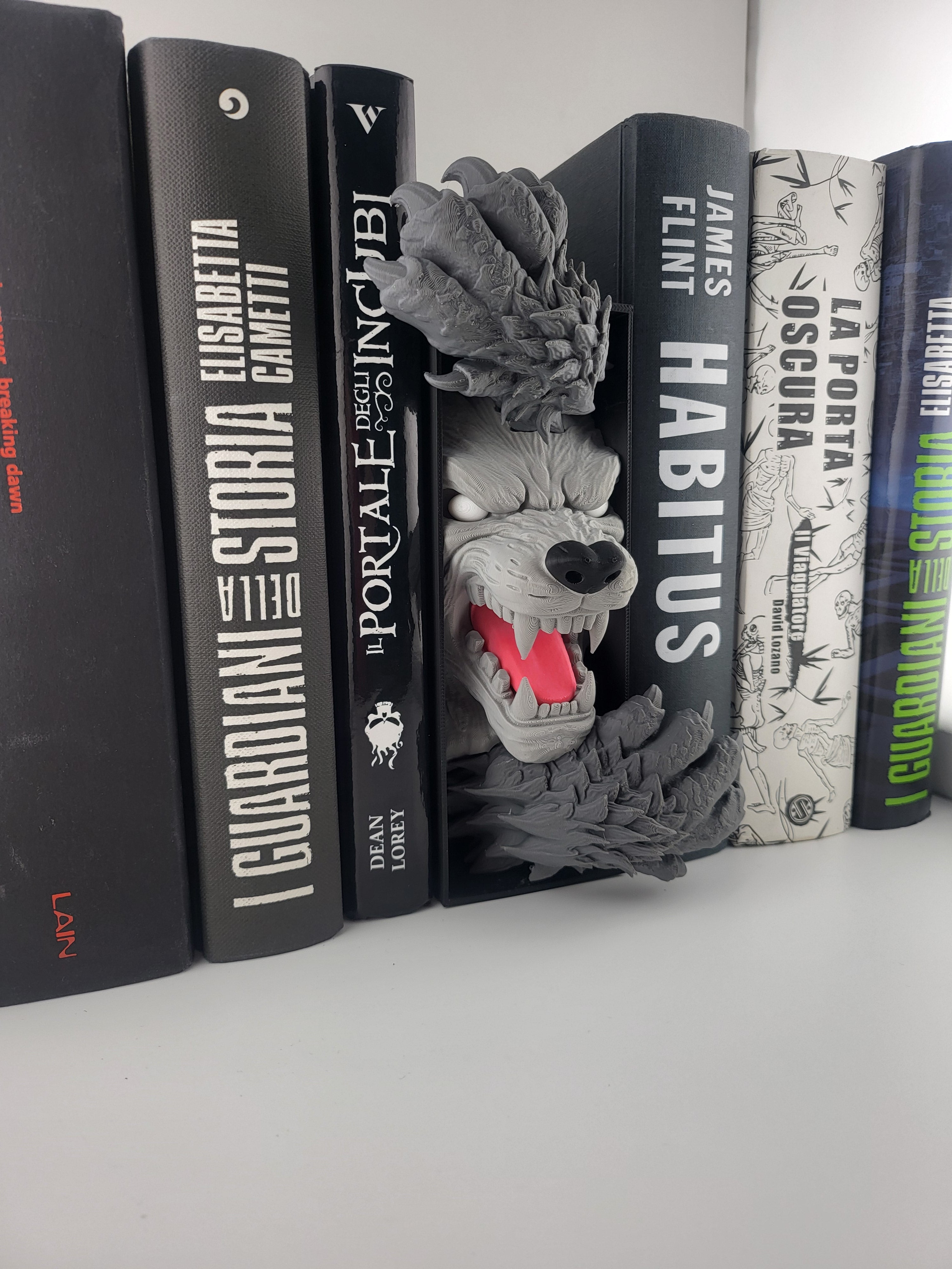 fermalibri Decorativo Lupo – Design 3D d’Impatto