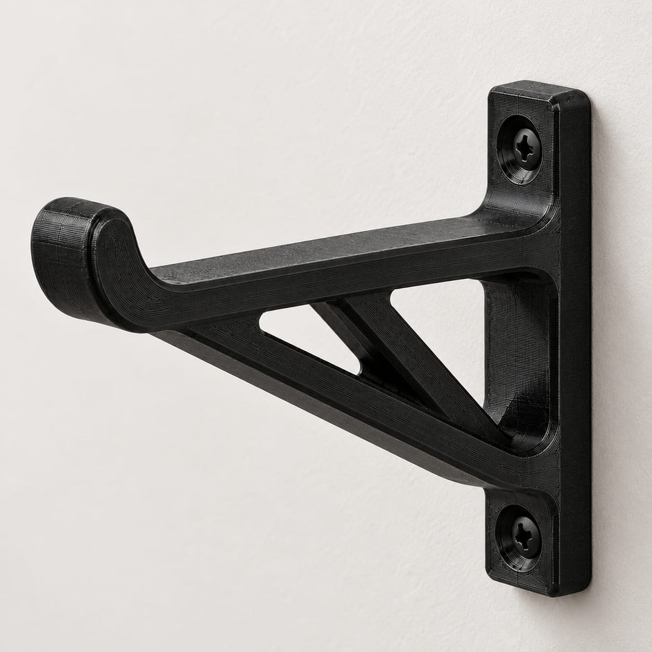 Supporto casco bici da parete in PETG nero – Staffa portacasco con viti e tasselli | Format3D Print