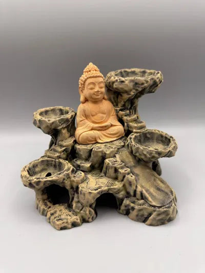 Giardino del Buddha – Decorazione Roccia Stampata in 3D con Vasi e Grotta