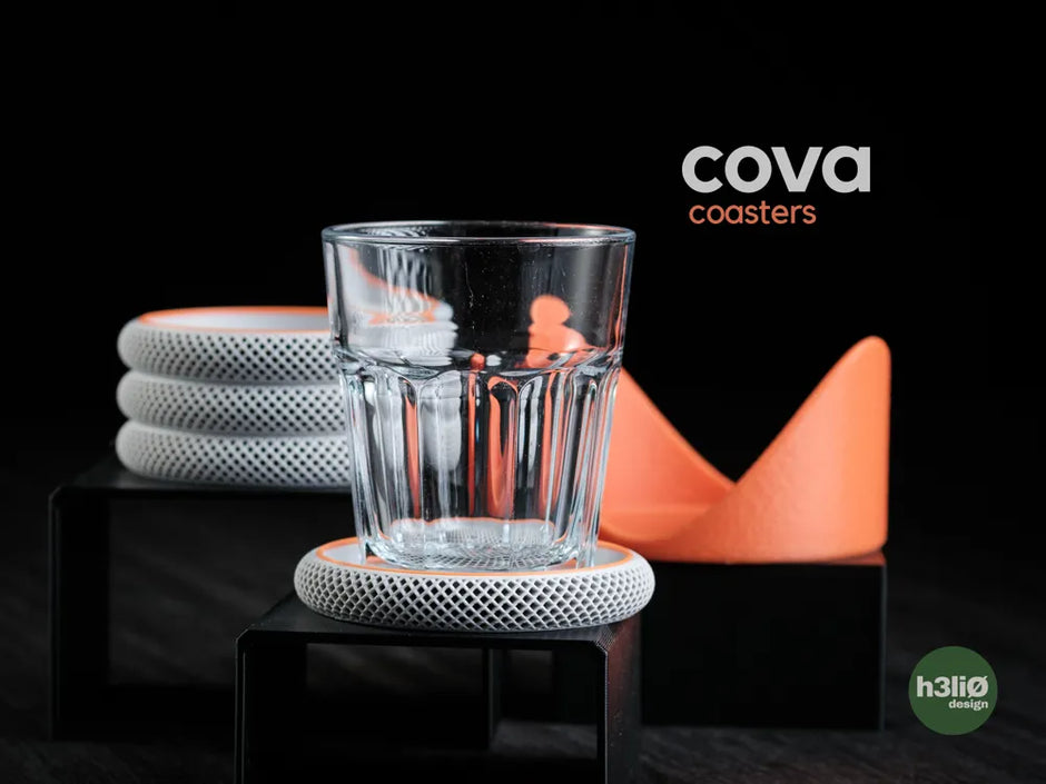 Set di 4 sottobicchieri impilabili con supporto – Design moderno stampato in 3D
