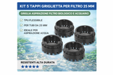 Kit 5 Tappi Griglietta per Filtro 25 mm – TPU Flessibile