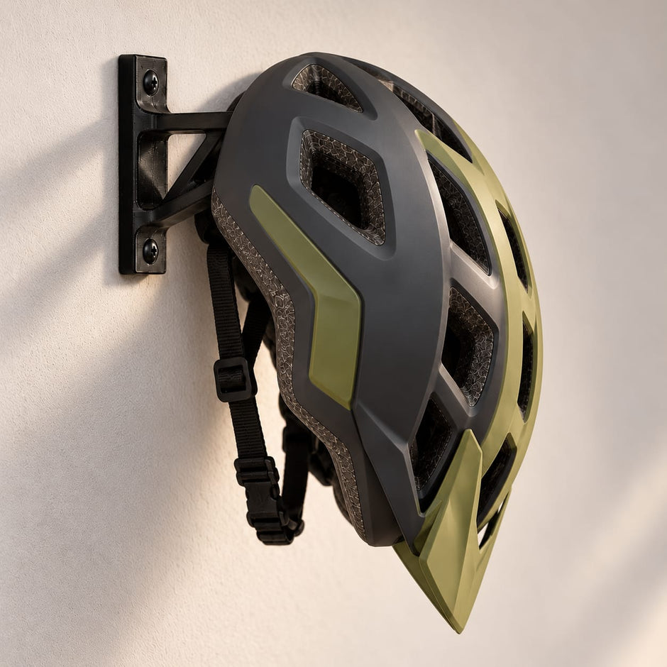 Supporto casco bici da parete in PETG nero – Staffa portacasco con viti e tasselli | Format3D Print
