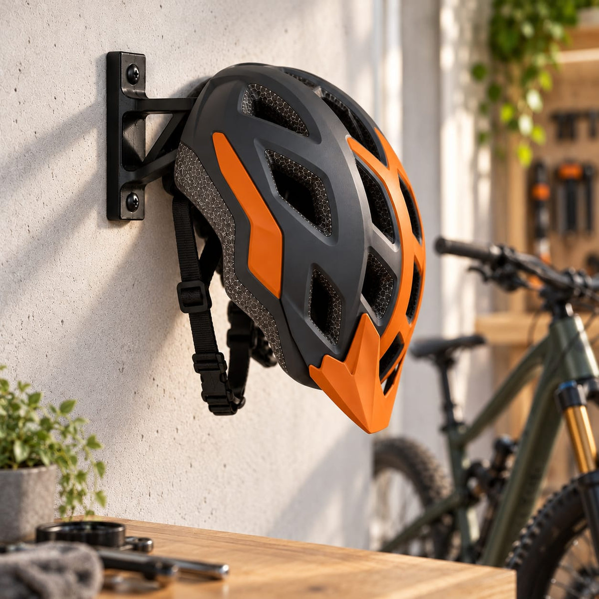 Supporto casco bici da parete in PETG nero – Staffa portacasco con viti e tasselli | Format3D Print