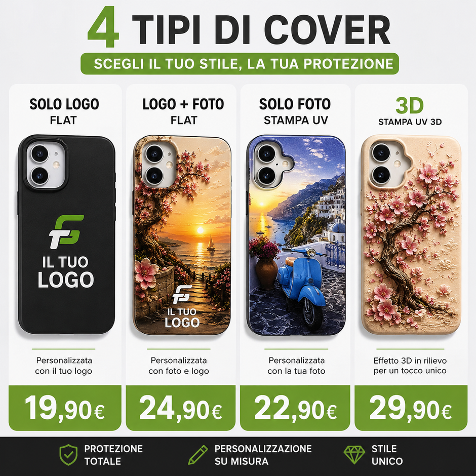 Cover Personalizzate UV e UV 3D per Smartphone – Logo, Foto ed Effetti in Rilievo
