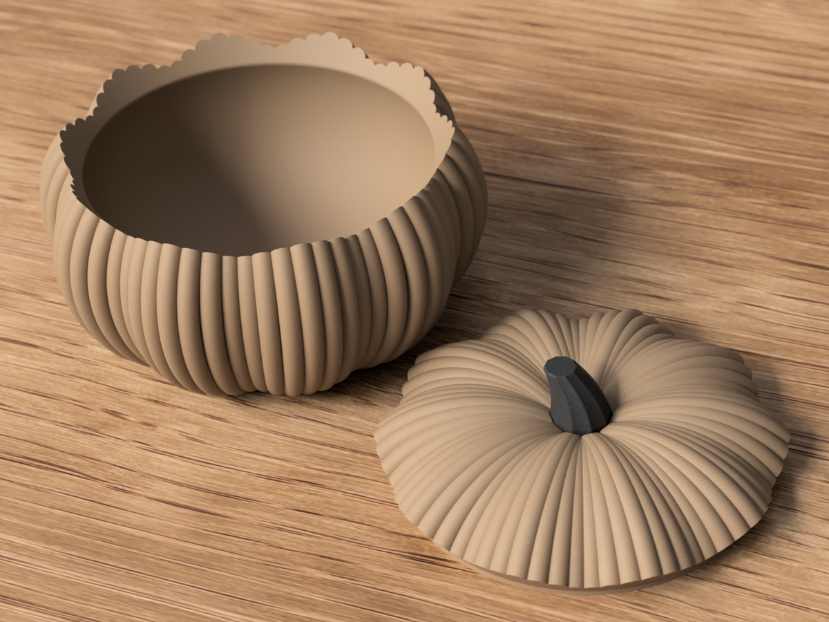 Ciotola Zucca di Halloween con Coperchio – Stampa 3D
