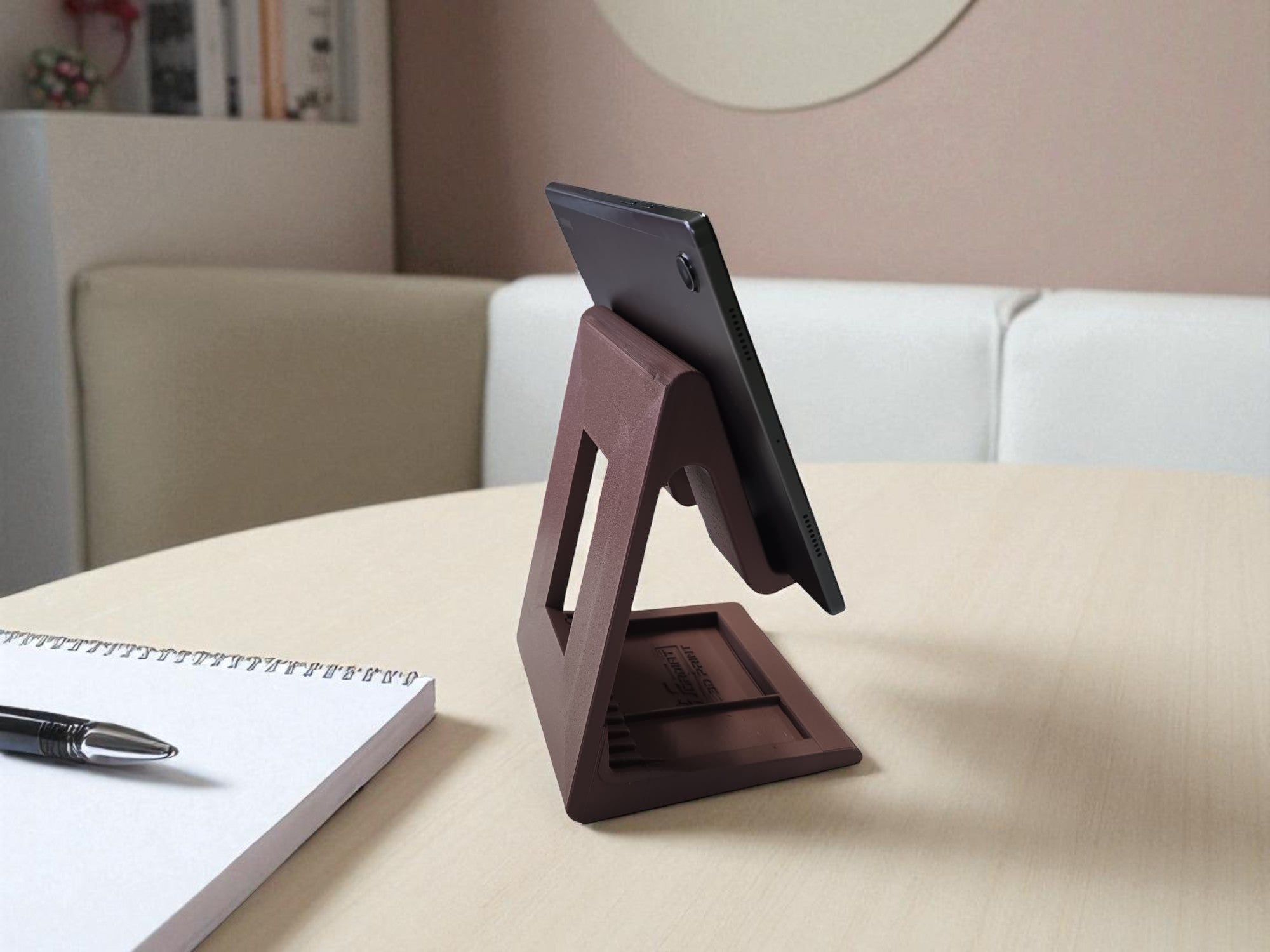 Supporto da tavolo rialsato per tablet effetto legno