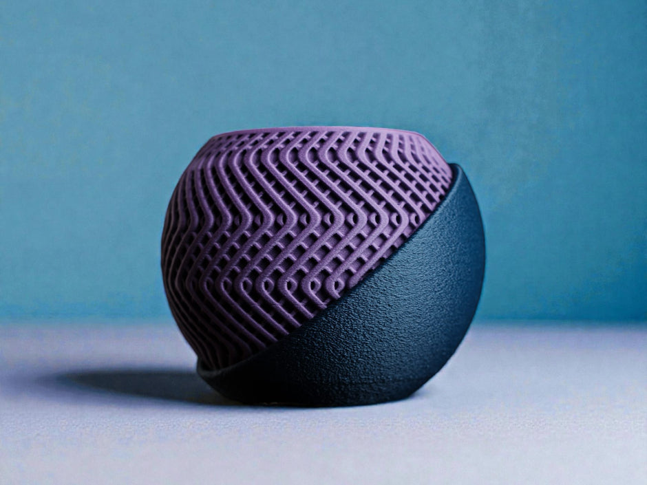 Vaso decorativo design moderno viola e nero