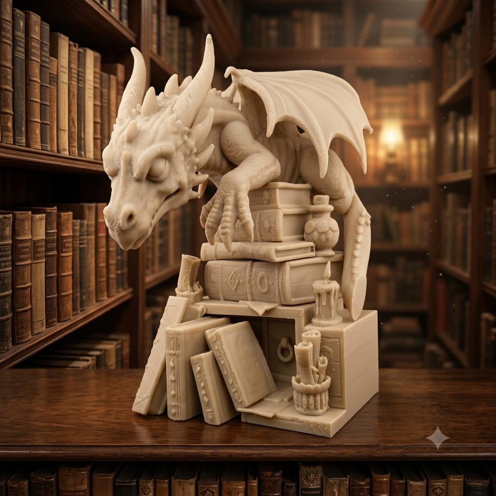 Dragon Book Nook – Inserto Fermalibri Fantasy con Drago, Realizzato in Stampa 3D