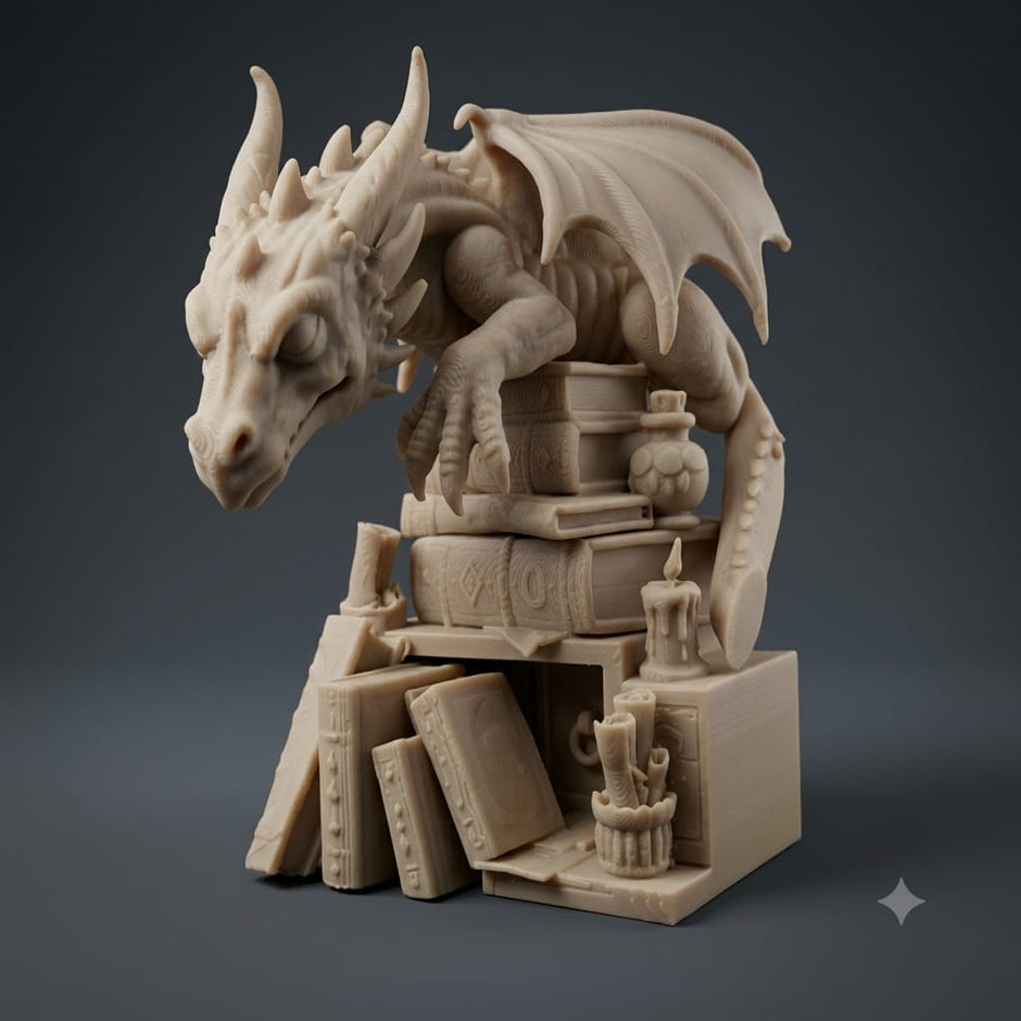 Dragon Book Nook – Inserto Fermalibri Fantasy con Drago, Realizzato in Stampa 3D