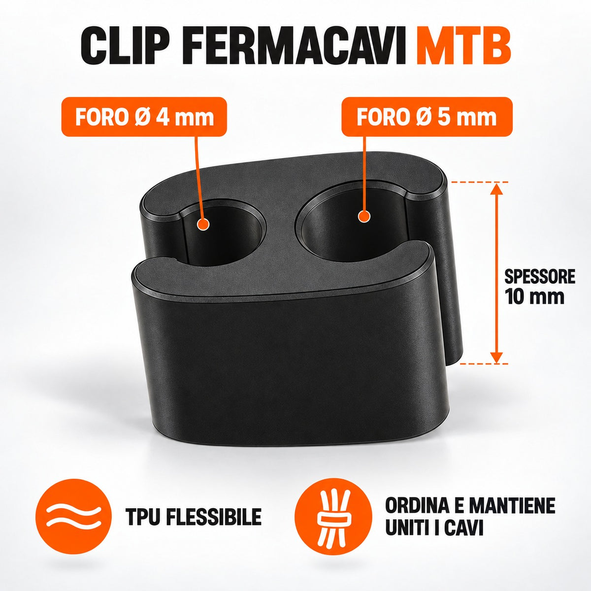 Clip Fermacavi per Bici – Bustina da 5 pezzi