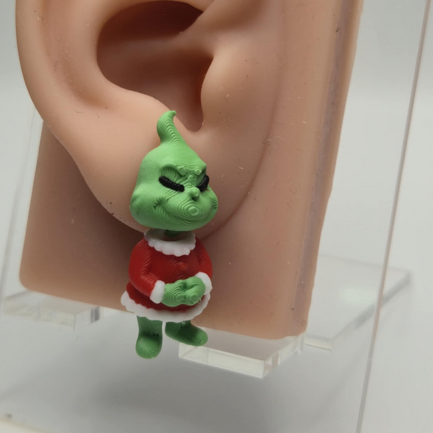 Orecchino decorativo natalizio grinch  – Modello unico e divertente