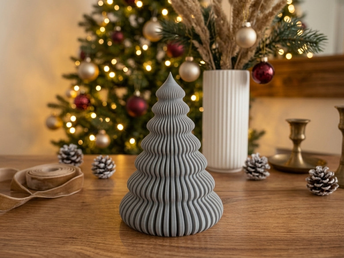 Albero Decorativo per Candela LED – Stampa 3D, Design Scanalato, 2 Misure e 5 Colori