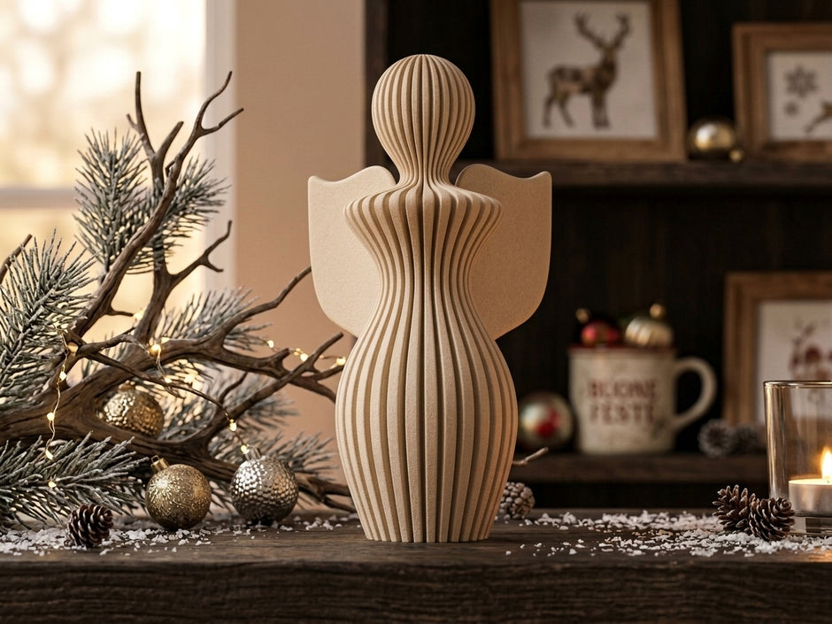 Statua Angelo Moderno Decorativo – Decorazione Natalizia Elegante, Stampata in 3D