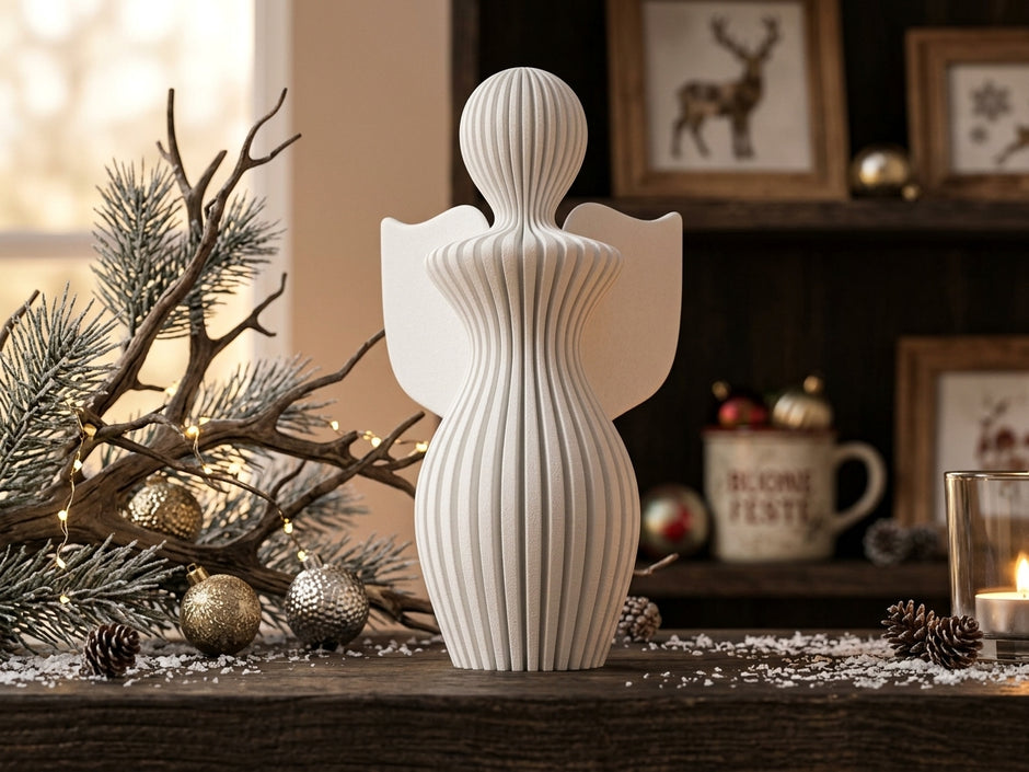 Statua Angelo Moderno Decorativo – Decorazione Natalizia Elegante, Stampata in 3D