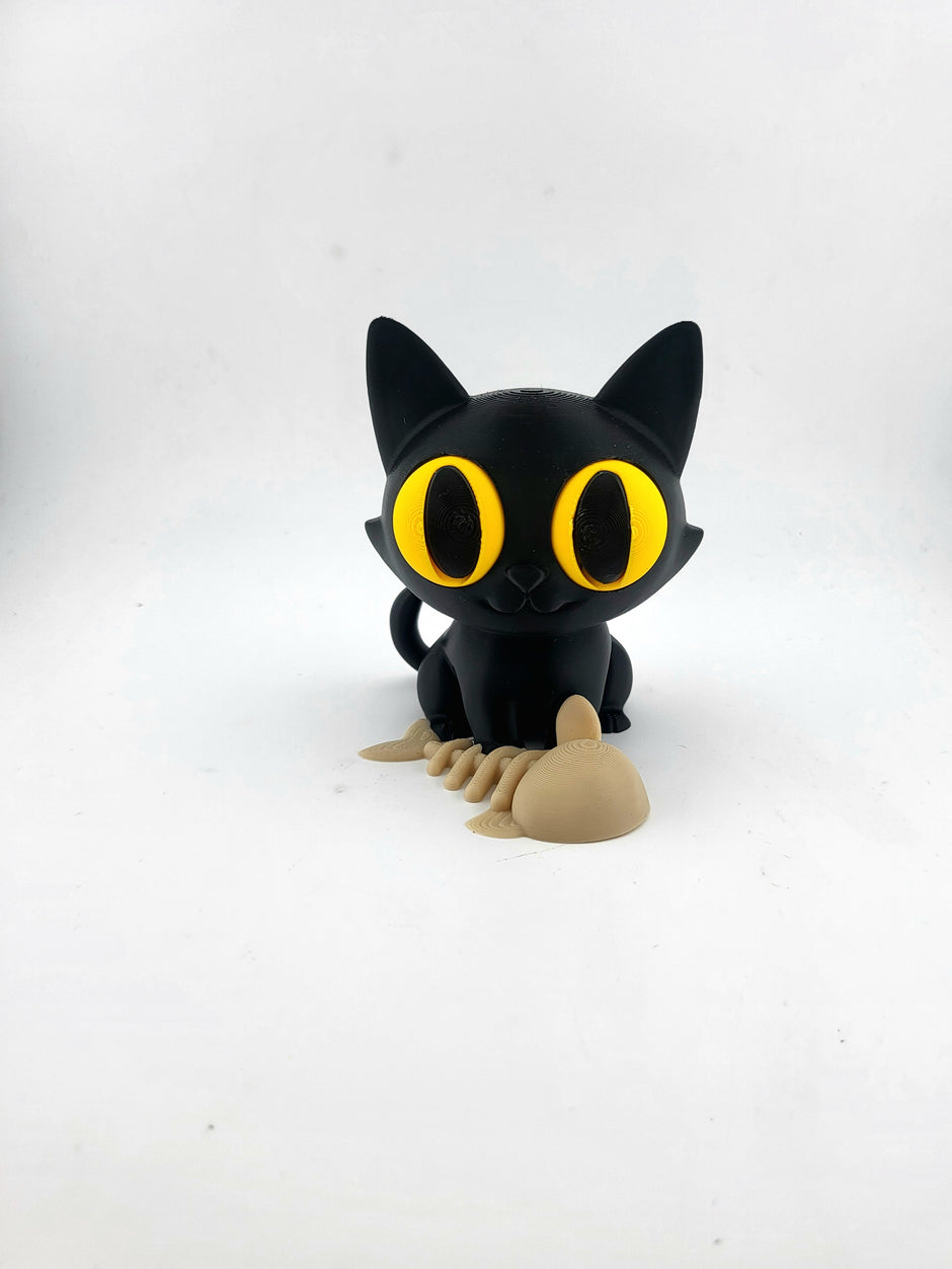 Statuina Gatto Nero con Occhi Gialli – Stampa 3D Design Kawaii