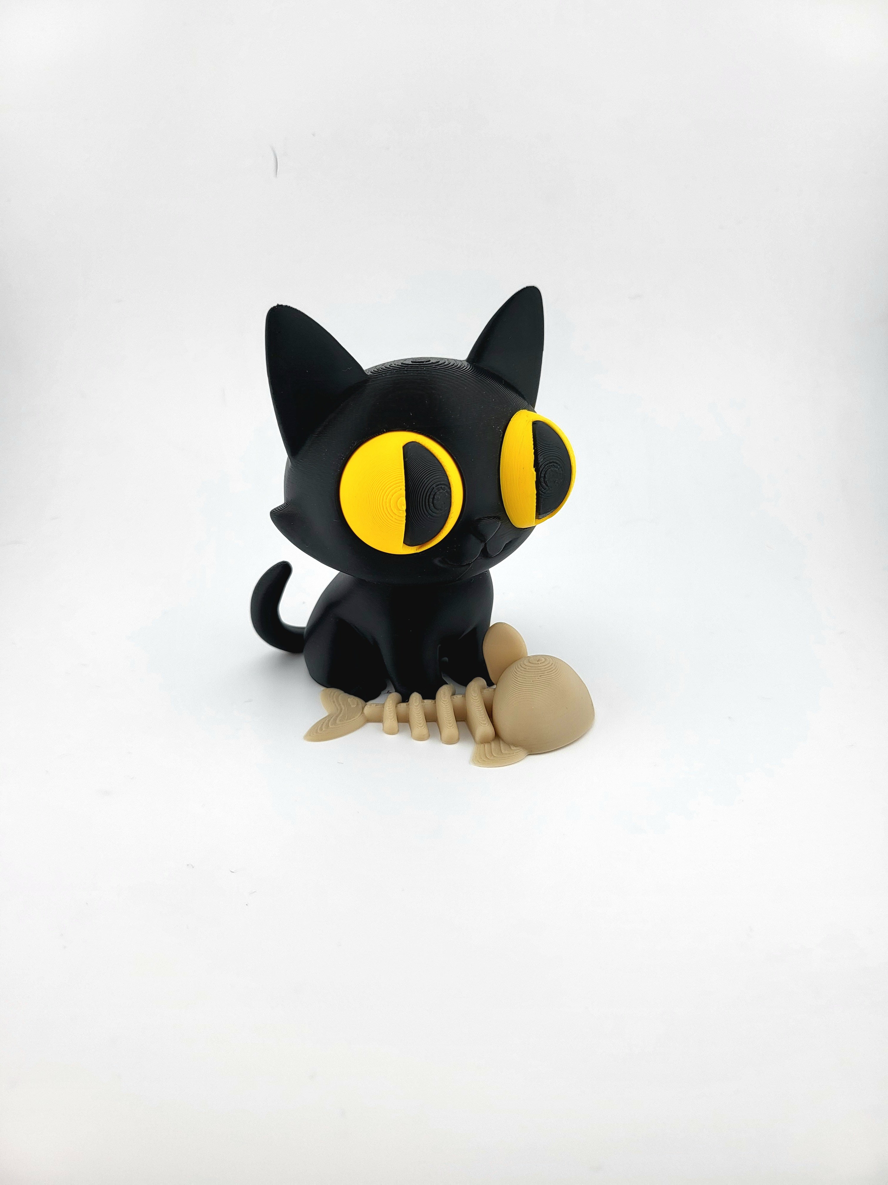 Statuina Gatto Nero con Occhi Gialli – Stampa 3D Design Kawaii