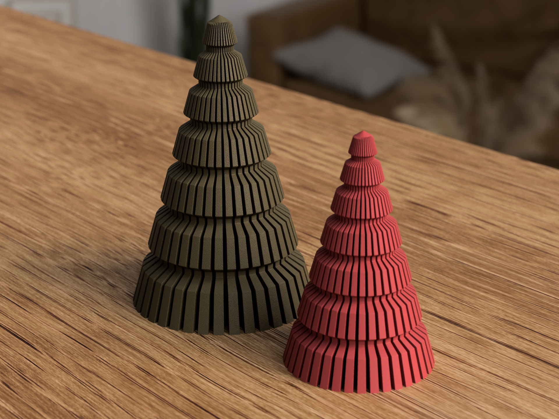 Set 2 alberi decorativi natalizi moderni – Luce LED inclusa