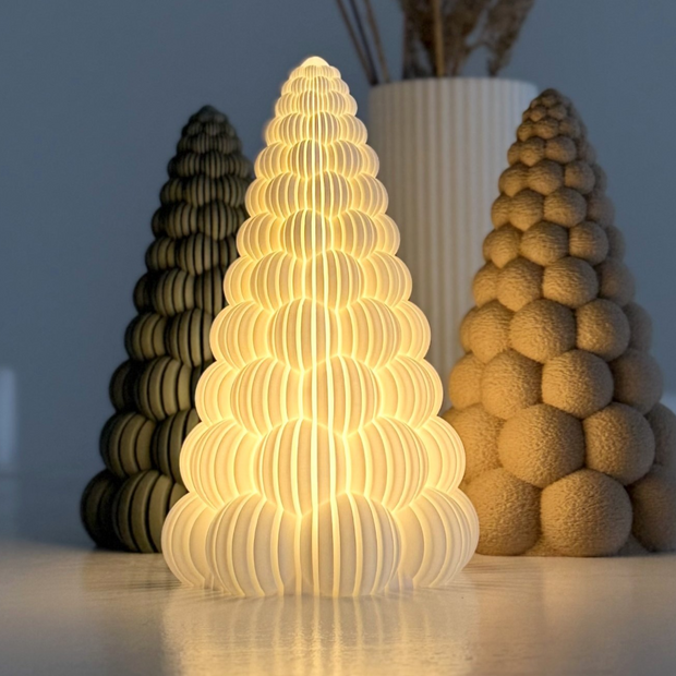 Albero decorativo natalizio moderno rosso – con apertura per luce LED