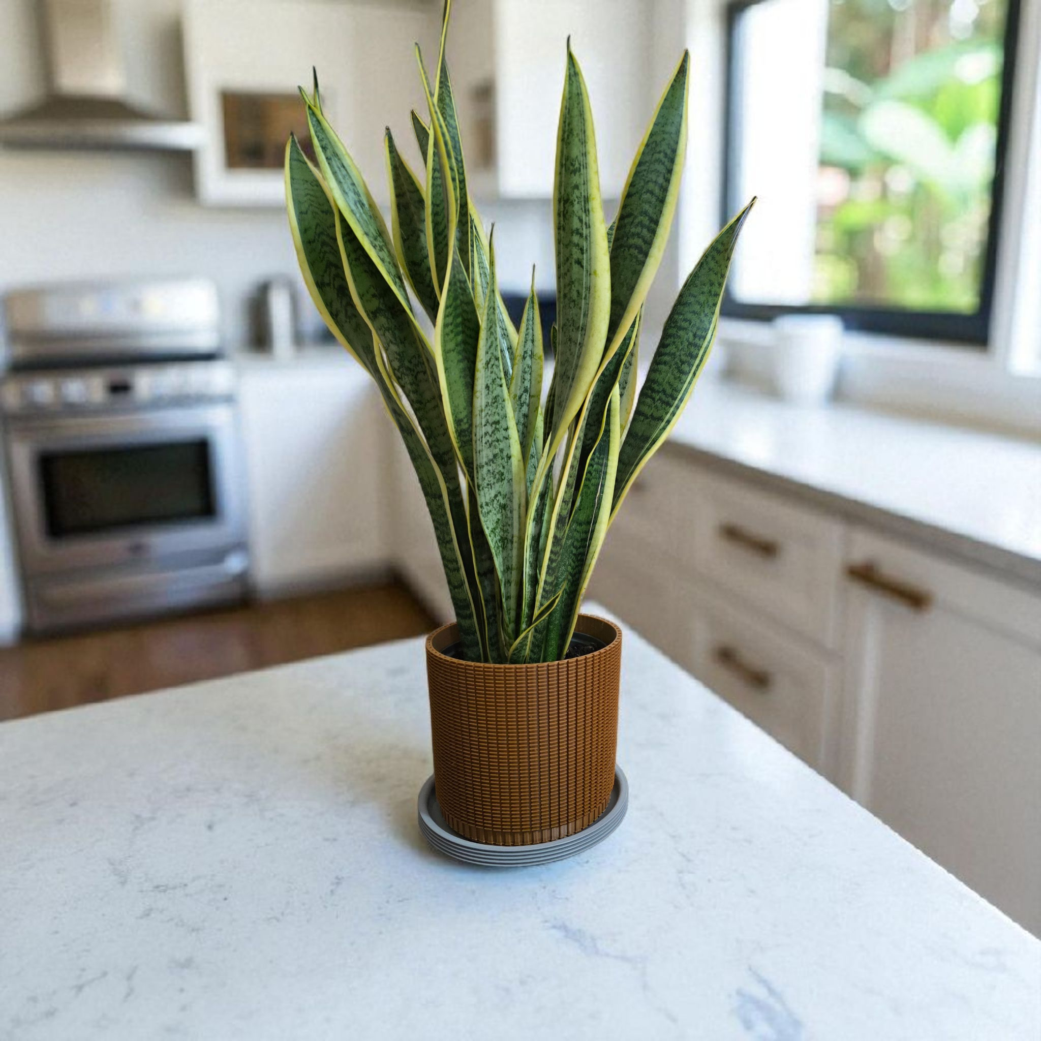 Coprivaso design moderno in PETG con fondo drenante – colore terracotta