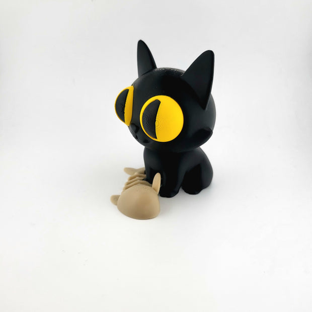 Statuina Gatto Nero con Occhi Gialli – Stampa 3D Design Kawaii