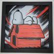 Quadro 3D Snoopy sulla cuccia – Arte multistrato con cornice nera