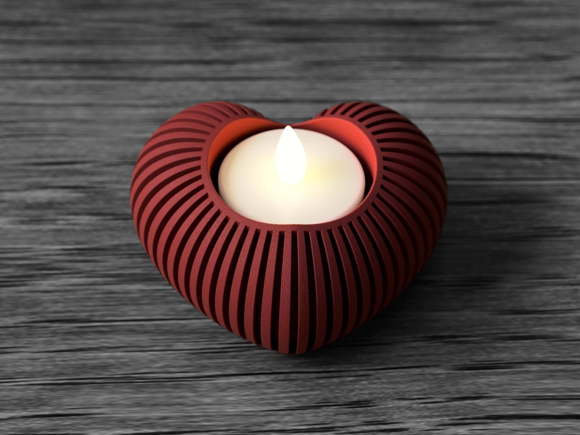 Portalumino Cuore Rosso Rigato Moderno | Tealight Holder