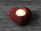 Portalumino Cuore Rosso Rigato Moderno | Tealight Holder