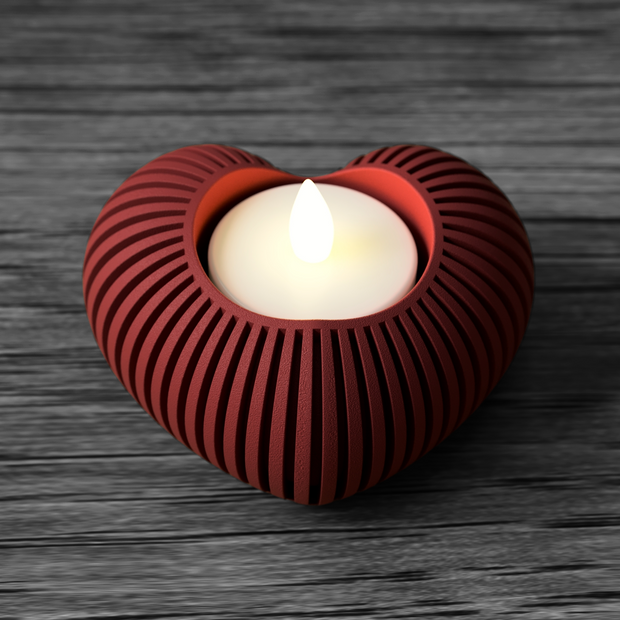 Portalumino Cuore Rosso Rigato Moderno | Tealight Holder