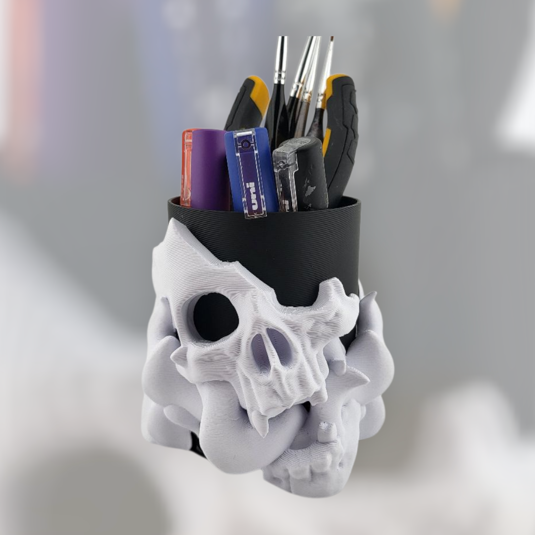 Portapenne Teschio e Tentacoli - Portaoggetti Stampa 3D - Design Fantasy / Gaming