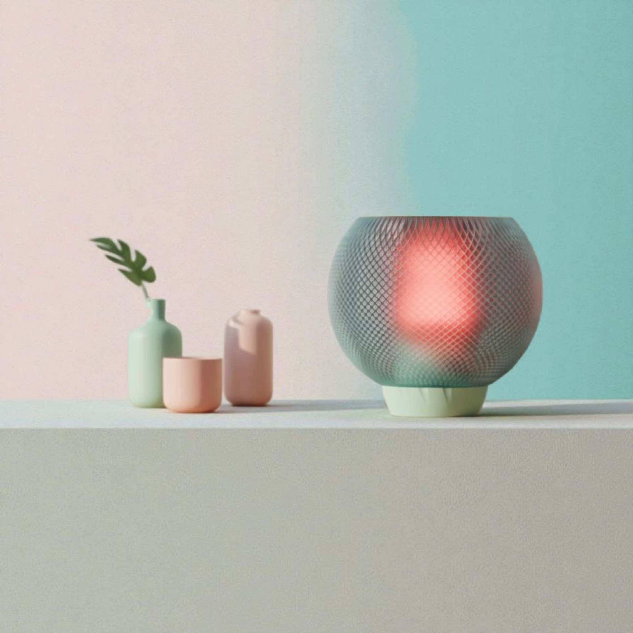 Lampada decorativa moderna con base bianca e diffusore effetto rete