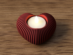 Portalumino Cuore Rosso Rigato Moderno | Tealight Holder