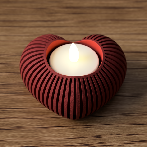 Portalumino Cuore Rosso Rigato Moderno | Tealight Holder