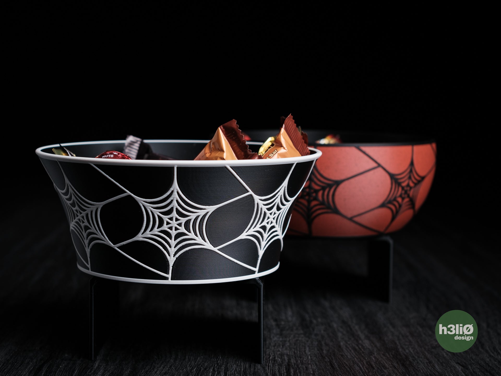 Set 4 ciotole Halloween con decorazione a ragnatela