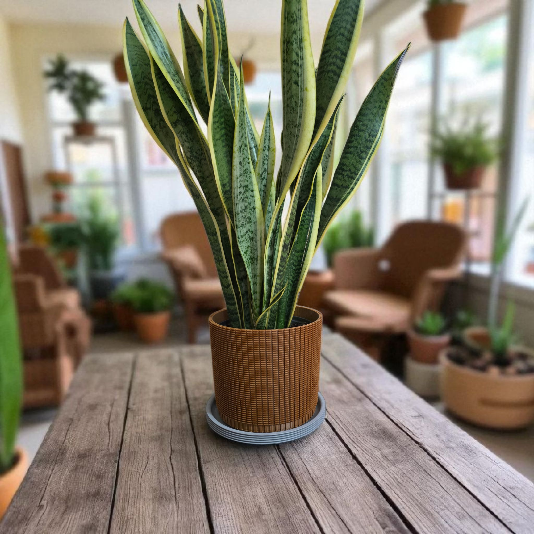 Coprivaso design moderno in PETG con fondo drenante – colore terracotta