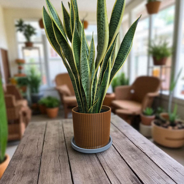 Coprivaso design moderno in PETG con fondo drenante – colore terracotta