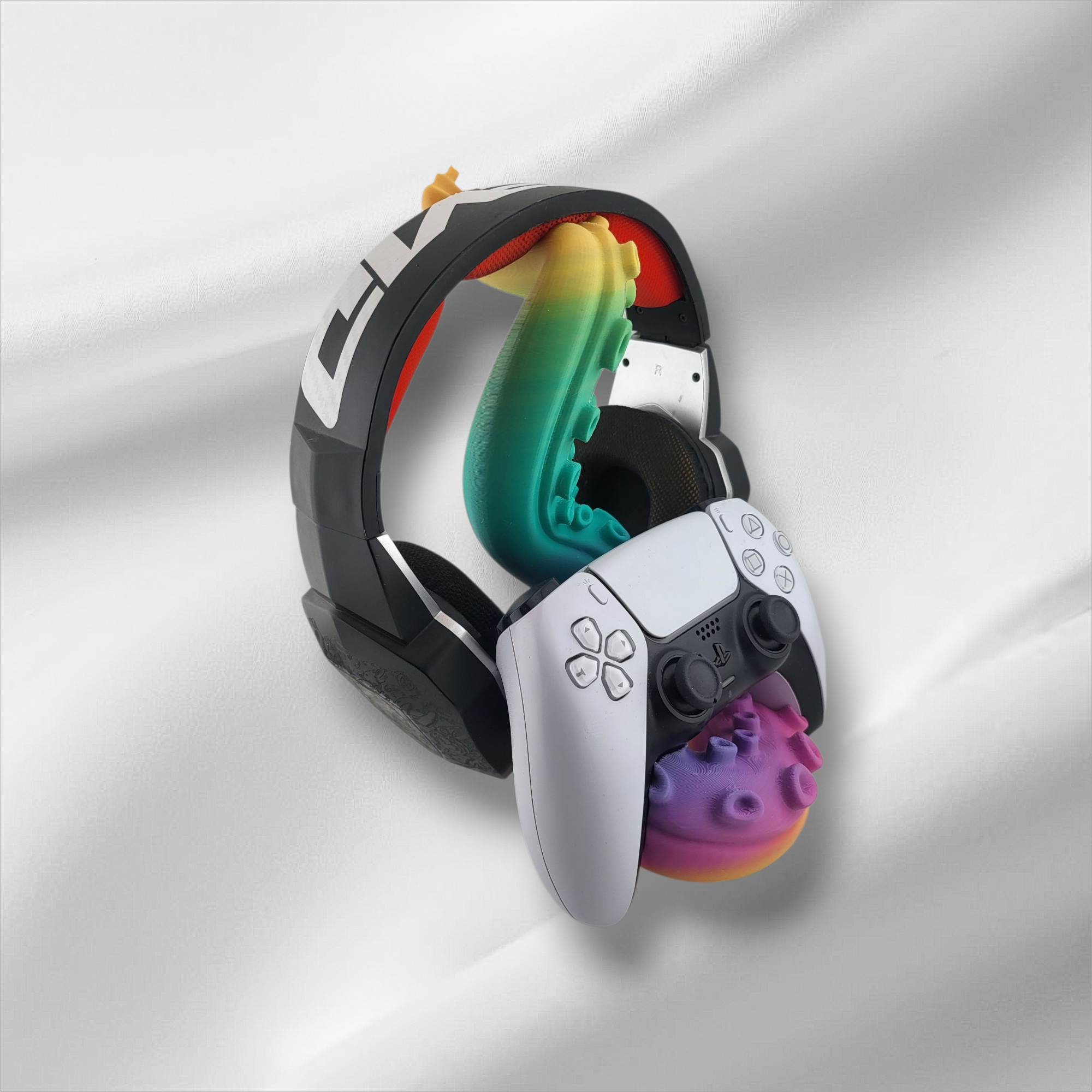 Supporto Cuffie e Controller PS5 Kraken - Stand Tentacolo Arcobaleno Stampa 3D