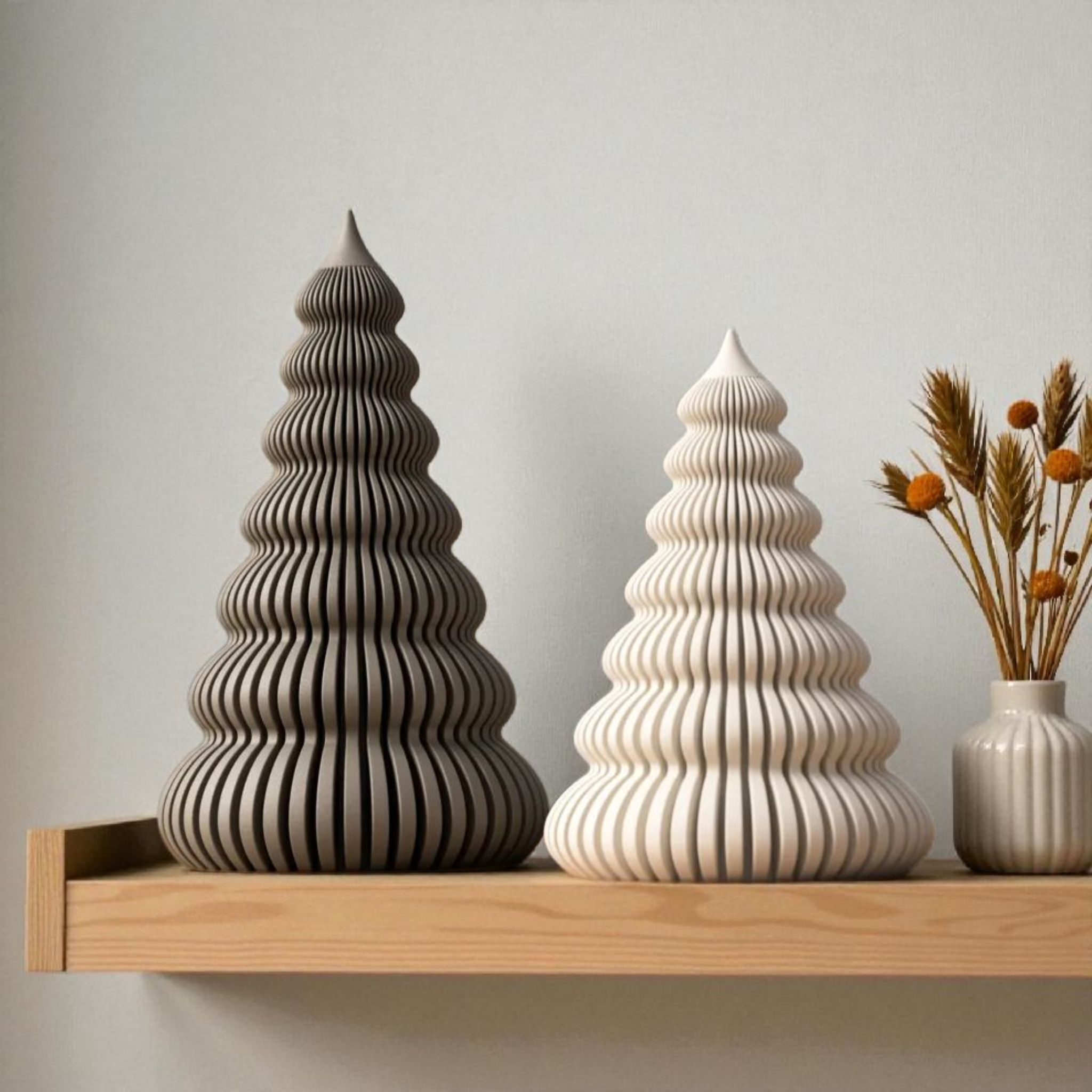 Set 2 alberi decorativi natalizi moderni – con luce LED o candela elettronica